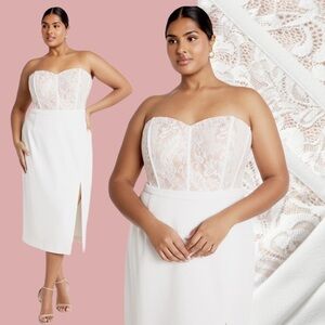 City Chic Ivory Cream Lace Midi Dress White Wedding Bridal Romantic Valentine 20